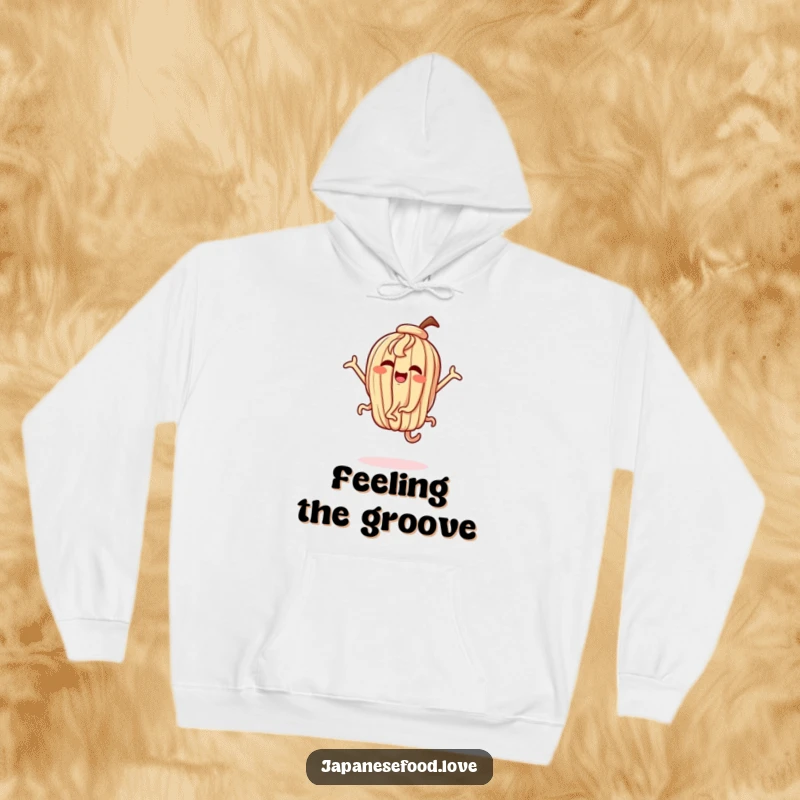 Funny hoodie with a dancing udon noodle character in exaggerated, joyful motion, perfect for cozy fun.