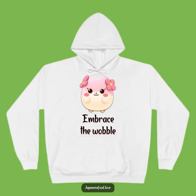 Cozy Funny Wobbly Sakura Mochi Hoodie, Wobble into Comfort with Delight
