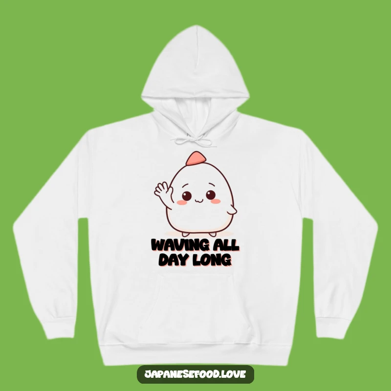 Funny Onigiri Hat Wave Hoodie: Cozy Comfort with a Cheerful Greeting