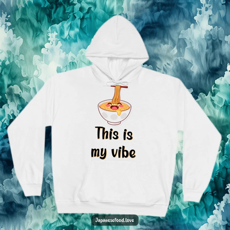Funny hoodie featuring a joyful ramen bowl with a smiley face doing a happy bounce, perfect for cozying up.