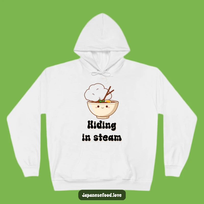 Funny Shy Ramen Bowl Hoodie, Cozy Peeking Character, Warm Funny Gift for Cold Days