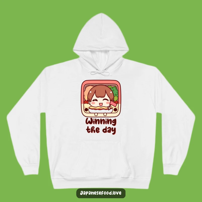 Cozy Funny Bento Hoodie - Winking Flag Character for Warm Smiles