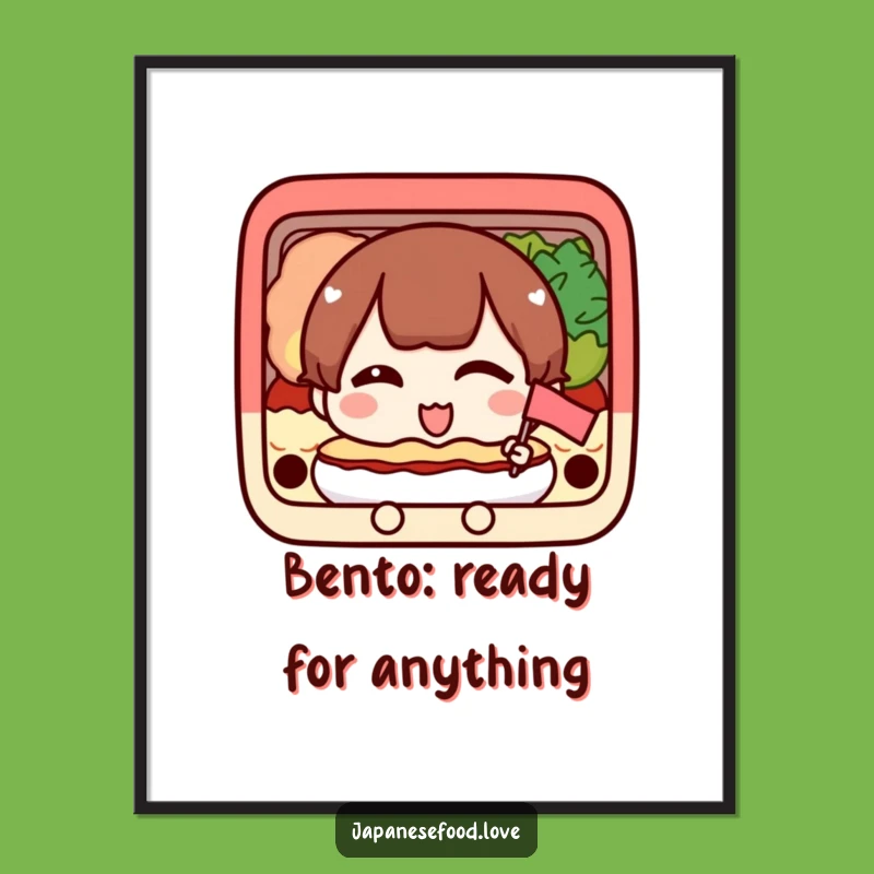 Funny Free Printable Wall Art: Happy Bento Box Character - Cheerful Downloadable Decor!