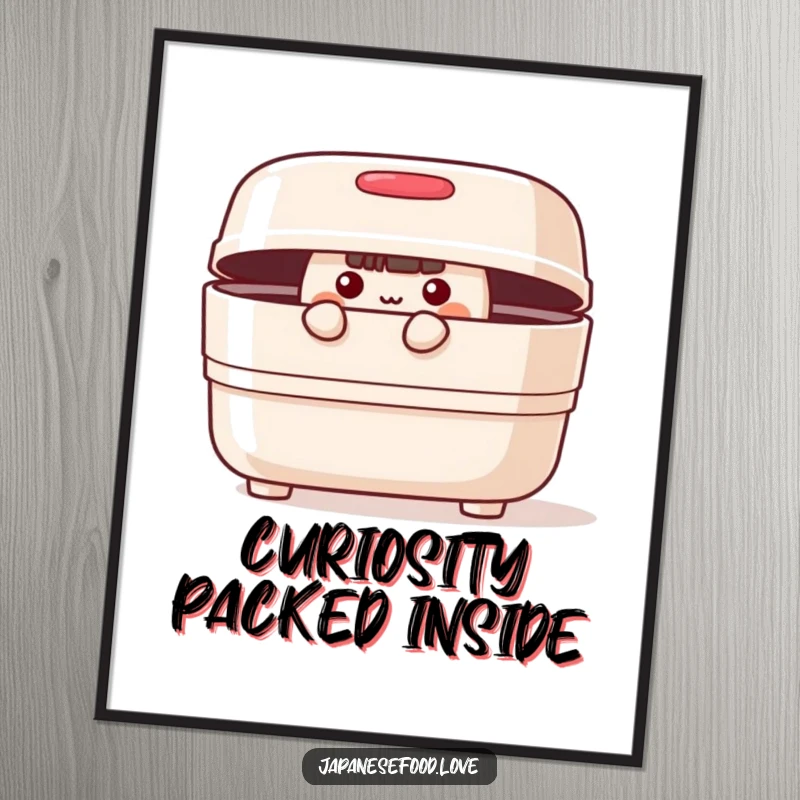 Funny Free Printable Wall Art: A cheerful bento box with its lid slightly ajar peeks out curiously, adding fun.