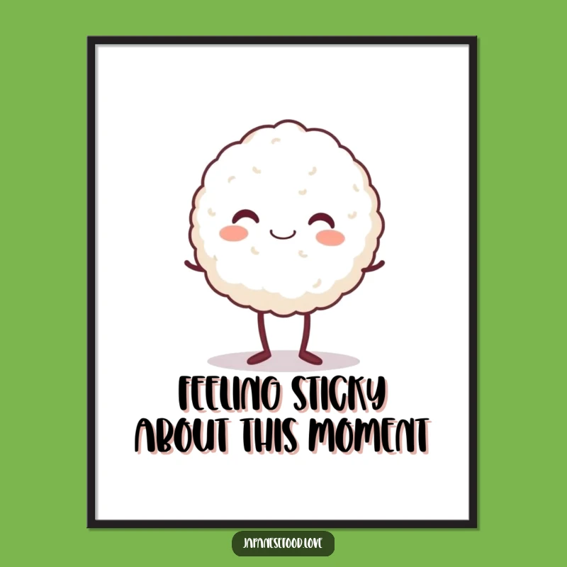Funny Free Printable Wall Art: Tiptoeing Rice Ball Poster, Downloadable Decor
