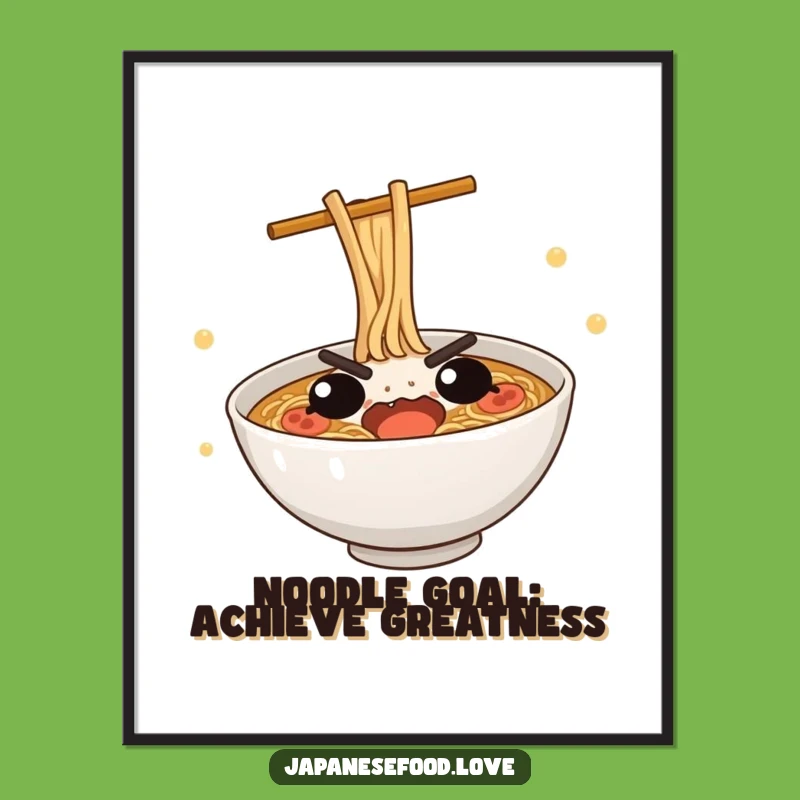 Free Printable Ramen Dive Art: Funny Determined Noodle Downloadable Wall Decor