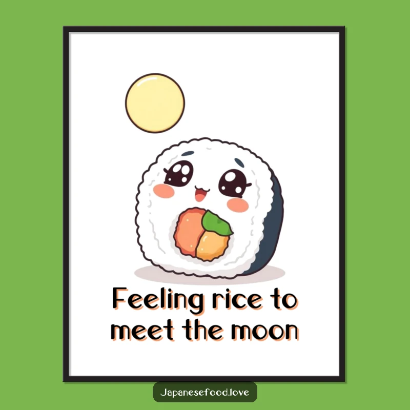 Free Printable Wall Art: Wondering Sushi & Moon - Funny Downloadable Food Art