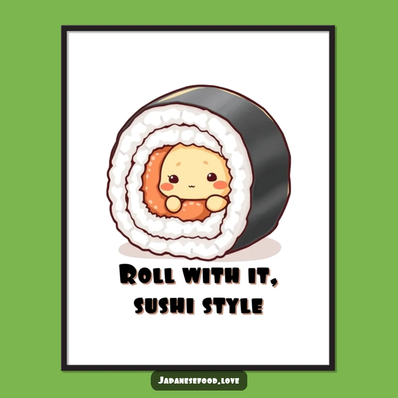 Funny Free Printable Wall Art: Shy Tempura Sushi Character - Quirky Downloadable Decor!