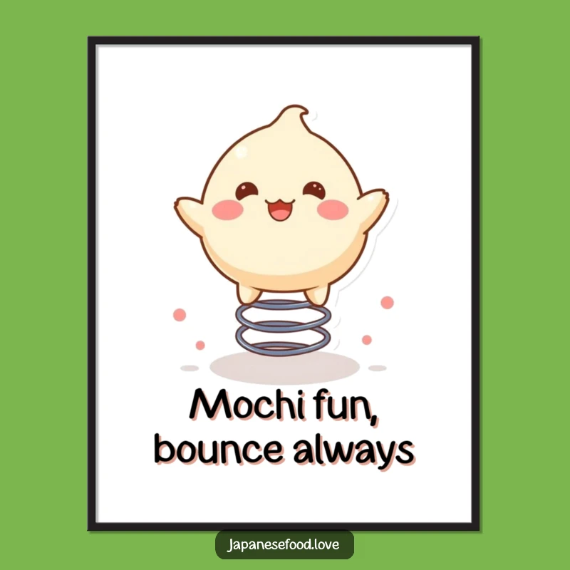 Free Printable Mochi Art: Bouncing Character Downloadable Poster, Cute Food Decor