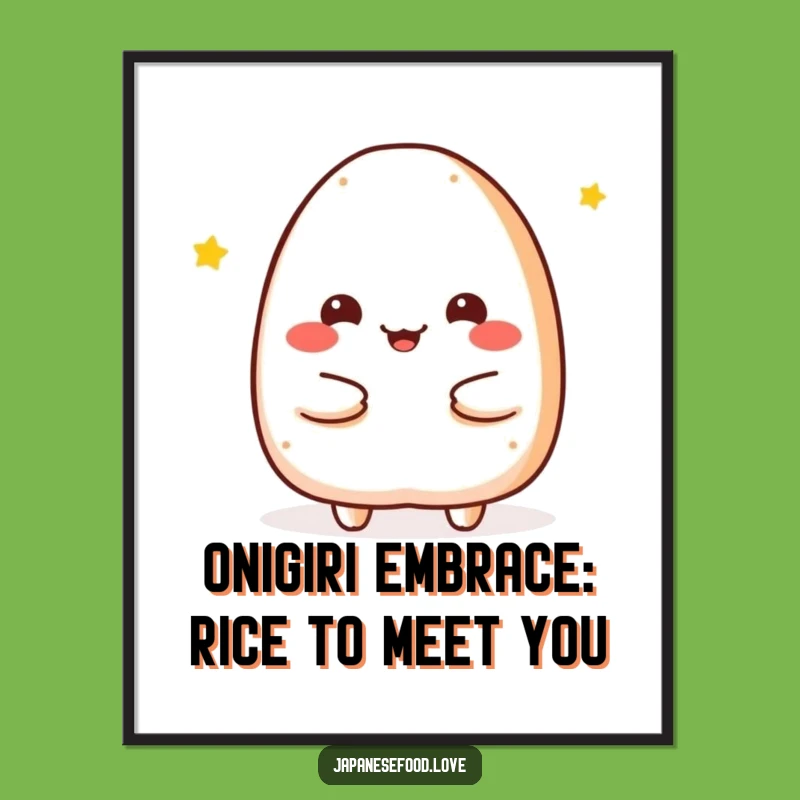 Funny Free Printable Wall Art: Onigiri's Embrace, Heartwarming Downloadable Art for Your Home