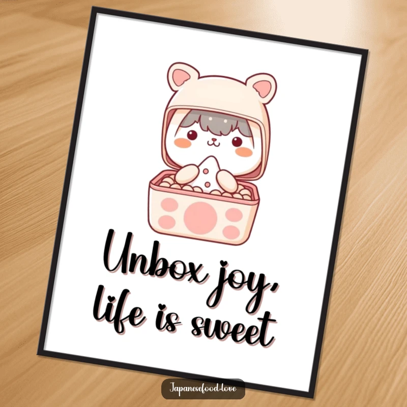 Funny Free Printable Wall Art: A cute bento box character opens to reveal a delightful surprise, adding whimsy. Downloadable decor.