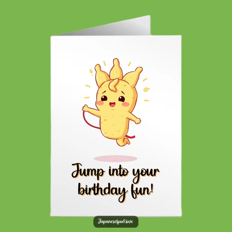 Free Printable Birthday Card: Jumping Tempura! A Hilarious Downloadable Gift for a Fun Celebration.