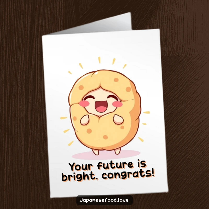 Funny Free Printable Congrats Card: A giant, happy fortune cookie character laughs heartily, symbolizing good luck and celebration.