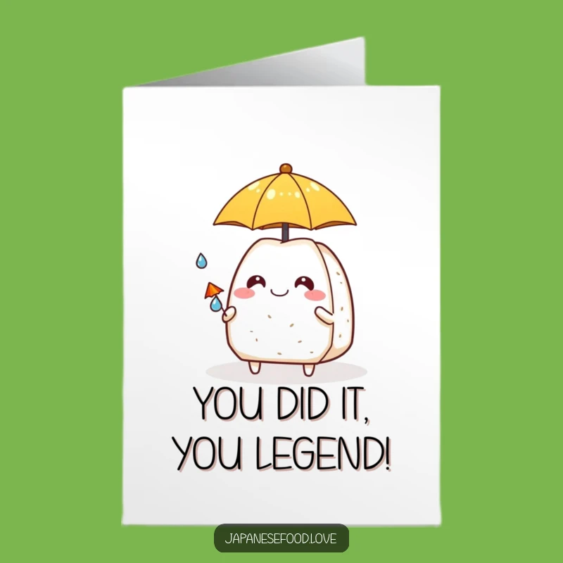 Free Printable Congrats Card: Onigiri & Raindrop Buddy - Downloadable Humorous Greeting