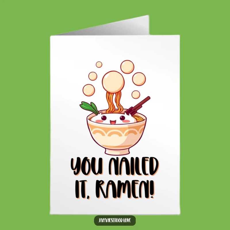 Free Printable Congrats Card: Playful Ramen Dango Catch - Hilarious Success Download!
