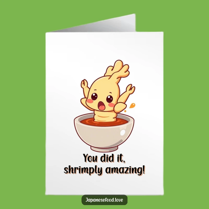Free Printable Congrats Card: Shocked Tempura Shrimp - Funny Downloadable!