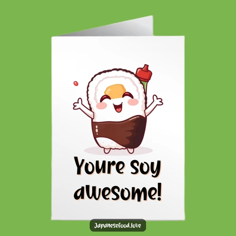 Free Printable Congrats Card: Sushi & Soy Sauce Hug, Foodie Downloadable Gift