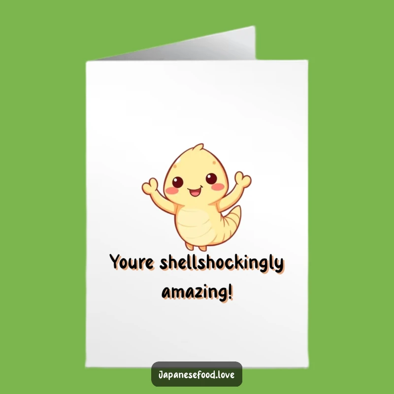 Free Printable Congrats Card: Waving Tempura Shrimp Downloadable