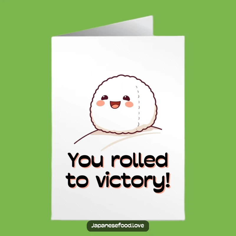 Free Printable Congratulations Card: Onigiri's Successful Slide, Funny Downloadable Gift