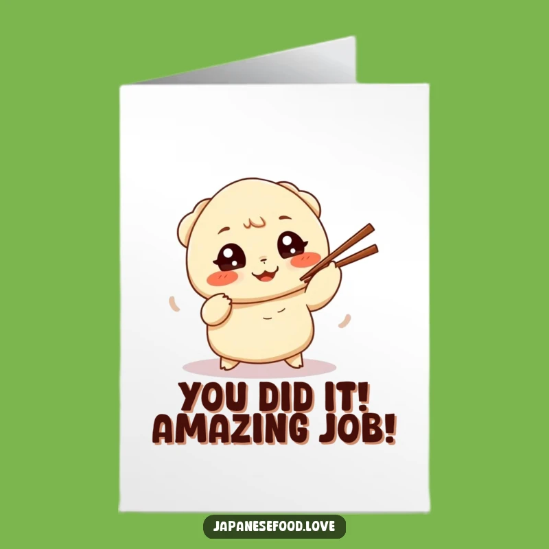 Free Printable Dumpling Congrats Card: Funny Juggling Chopsticks Celebration Downloadable