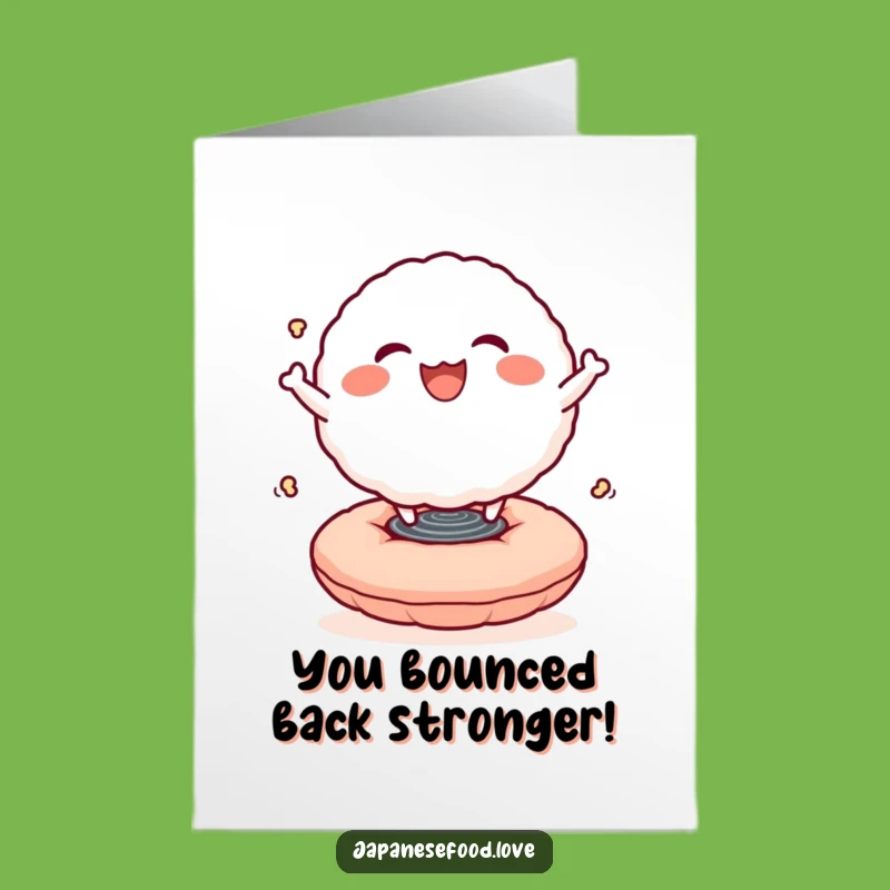 Free Printable Rice Ball Congrats Card: Bouncing High in Celebration