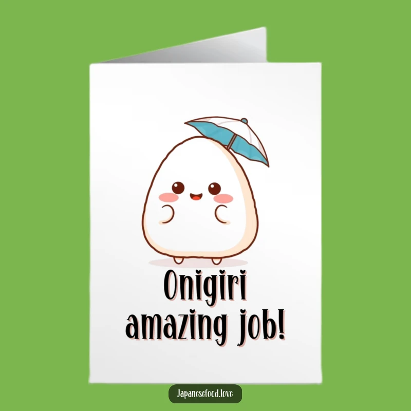 Free Printable Congrats Card: Surprised Onigiri Blushing Funny Downloadable Gift