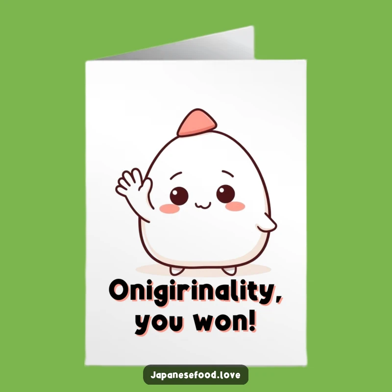 Free Printable Onigiri Congrats Card: Waving Hat Character Downloadable Celebration