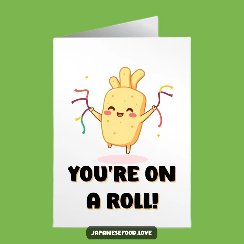 Free Printable Congrats Card: Dancing Tempura for Your Festive Achievement