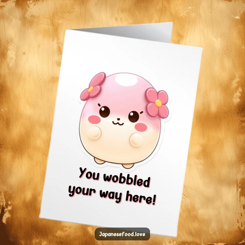 Funny Free Printable Congratulations Card: A cute mochi character comically wobbling with pure, unadulterated delight and happiness.