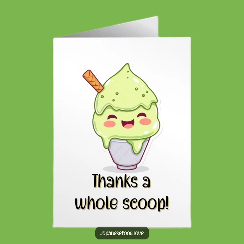 Free Printable Matcha Ice Cream Thank You Card: Joyful Scoop Expresses Sweet Gratitude