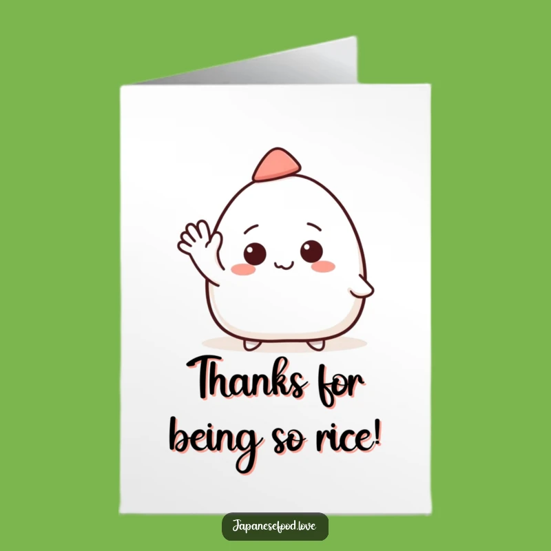 Free Printable Onigiri Thank You Card: Waving Hat Character Downloadable Gratitude