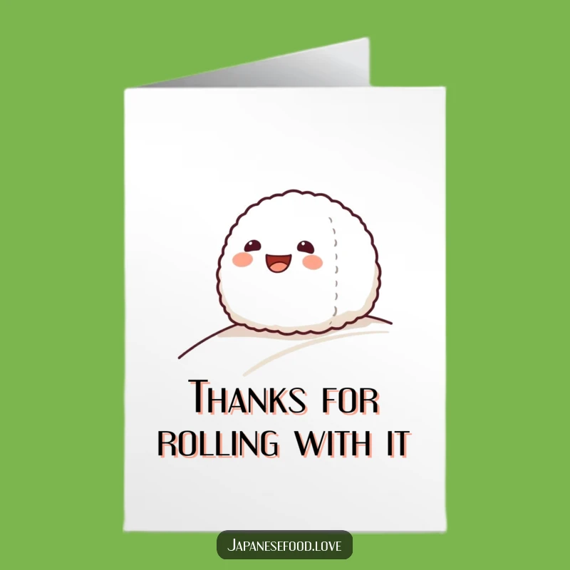 Free Printable Thank You Card: Grinning Onigiri's Smooth Journey, Funny Downloadable Gift
