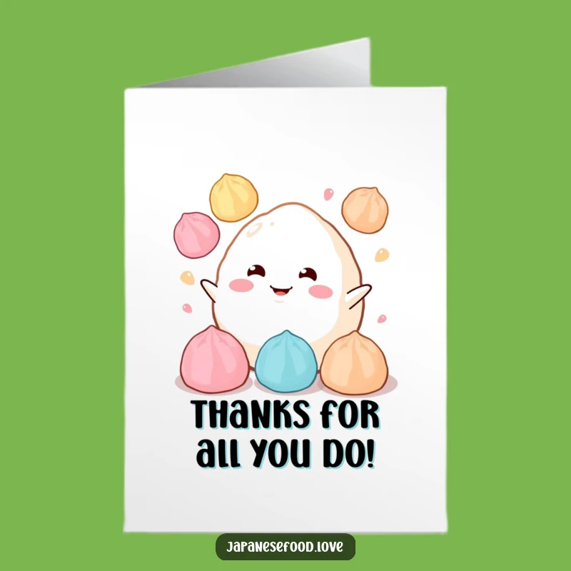 Free Printable Thank You Card: Juggling Mochi Humorous Downloadable