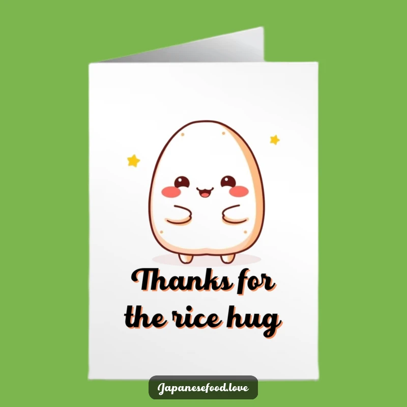 Free Printable Thank You Card: Onigiri's Warm Hug Expressing Gratitude