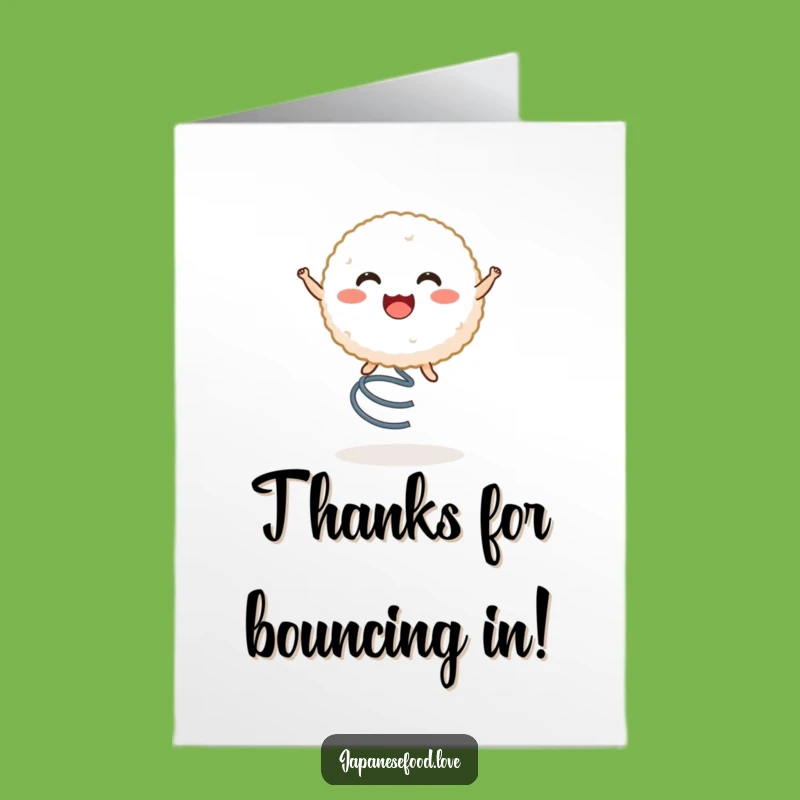 Free Printable Thank You Card: Rice Ball Spring Bounce! Express Gratitude with a Funny Downloadable.