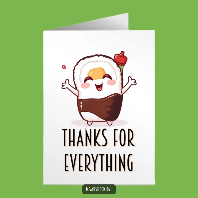 Free Printable Thank You Card: Sushi Embrace, Foodie Downloadable Gift