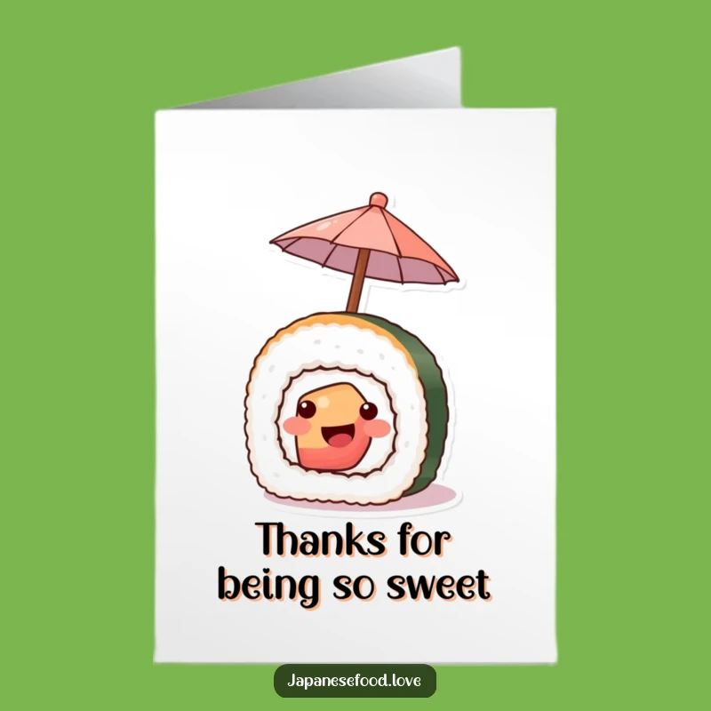 Free Printable Thank You Card: Sushi's Grateful Umbrella, Funny Downloadable Gift