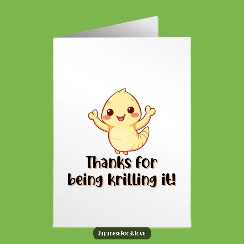 Free Printable Thank You Card: Waving Tempura Shrimp Humorous Downloadable