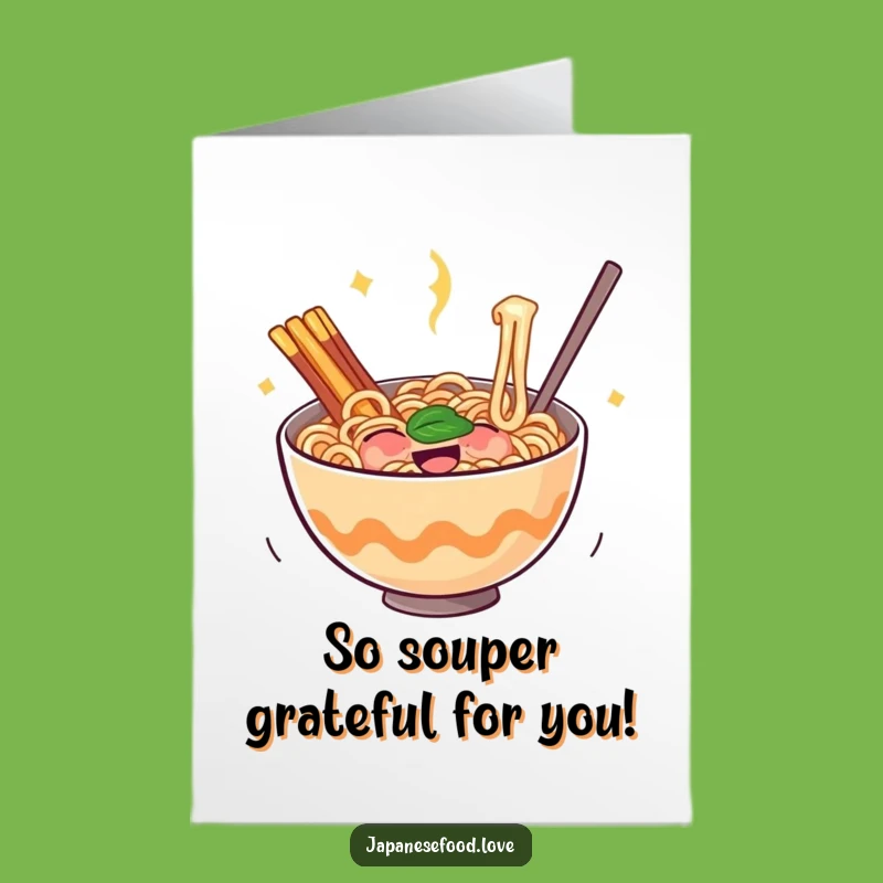 Free Printable Ramen Thank You Card: Funny Bouncing Noodle Downloadable Gift