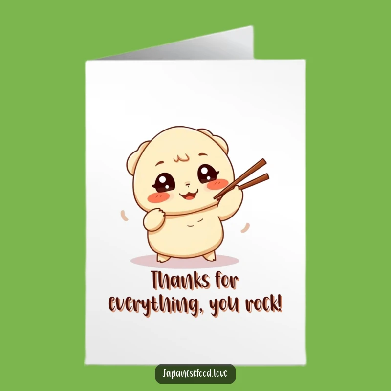Free Printable Dumpling Thank You Card: Funny Juggling Chopsticks Downloadable Gratitude