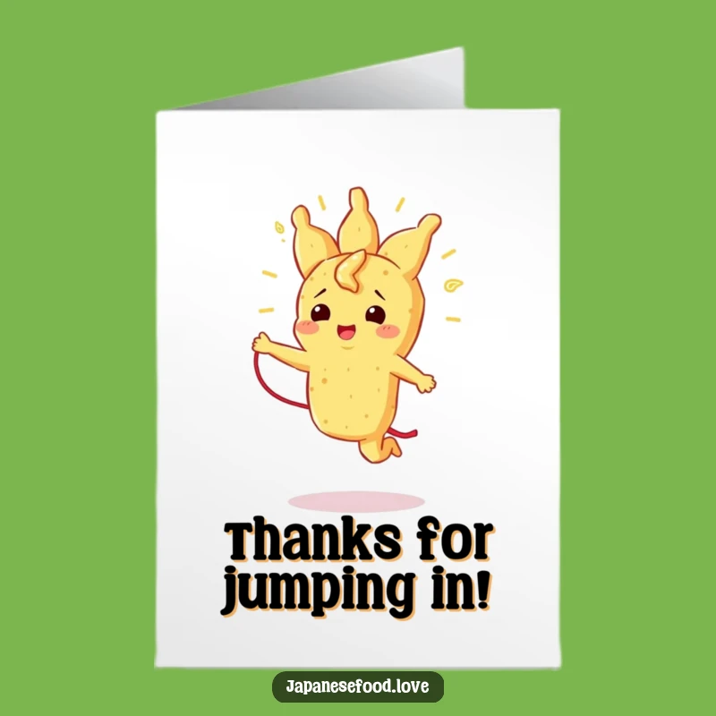 Free Printable Thank You Card: Jumping Tempura! Express Gratitude with a Lively Downloadable.