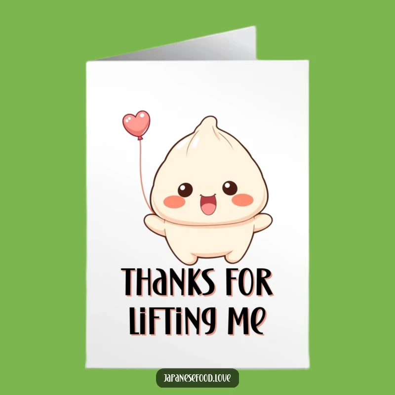 Free Printable Funny Dumpling Thank You Card: Balloon Smile Downloadable
