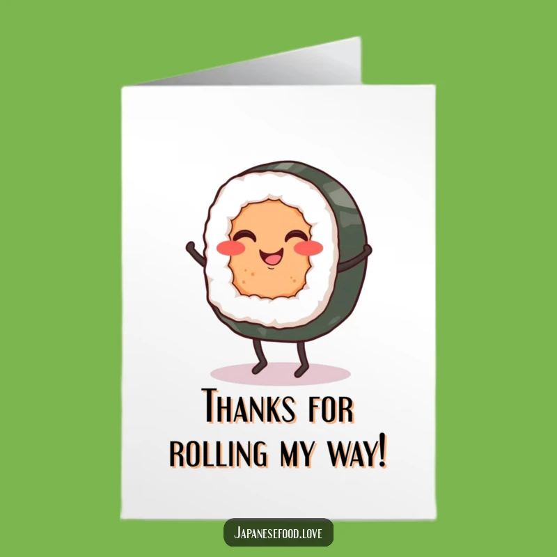 Free Printable Sushi Thank You Card: Dancing Roll Downloadable Gratitude, Funny Food