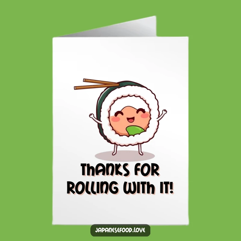 Free Printable Sushi Thank You Card - Juggling Appreciation Downloadable Gift