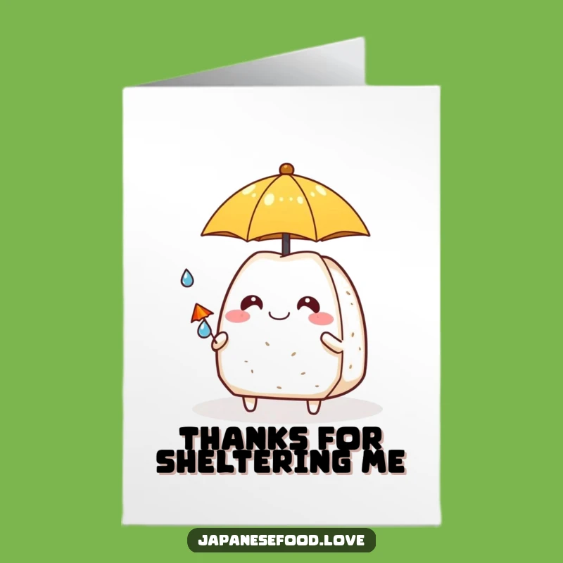 Free Printable Thank You Card: Onigiri & Raindrop Buddy - Downloadable Funny Gesture