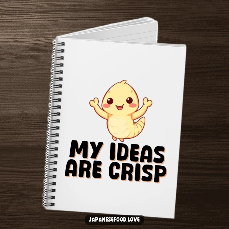 Funny Waving Tempura Shrimp Notebook: Happy tempura shrimp with tiny arms waves enthusiastically, journal, seafood humor, funny gift.