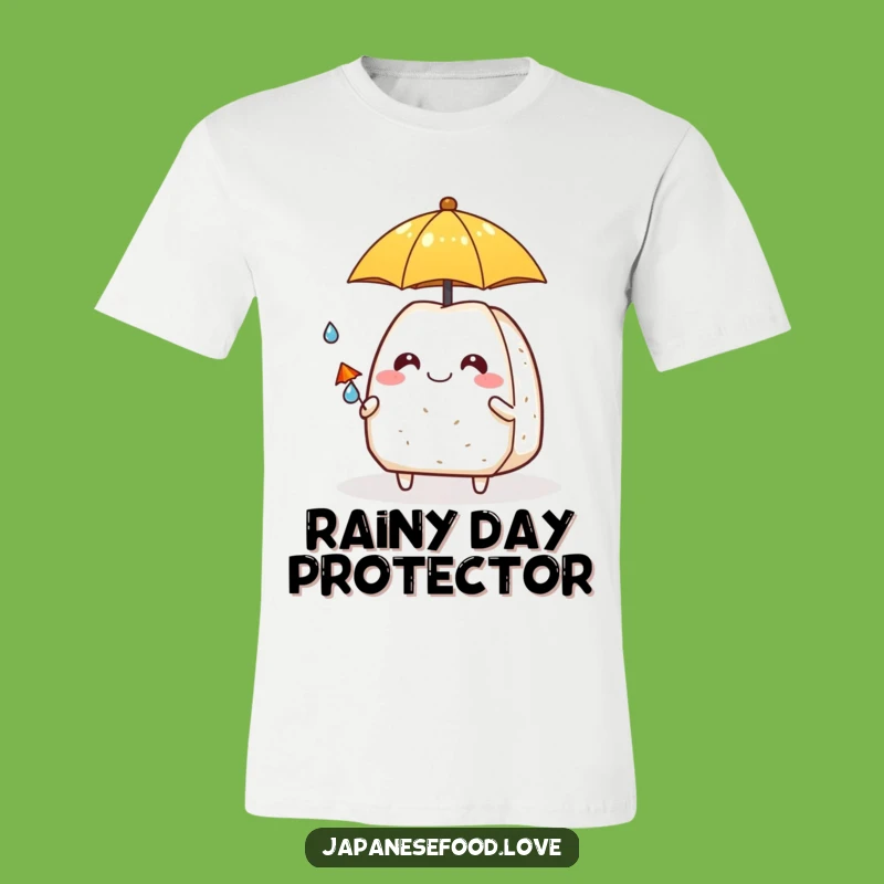 Funny Onigiri & Raindrop Buddy Tee: Wear Your Joyful Rainy Day Spirit