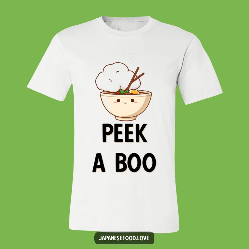 Funny Shy Ramen Bowl T-Shirt, Peeking Character Tee, Hilarious Funny Gift for Noodle Lovers