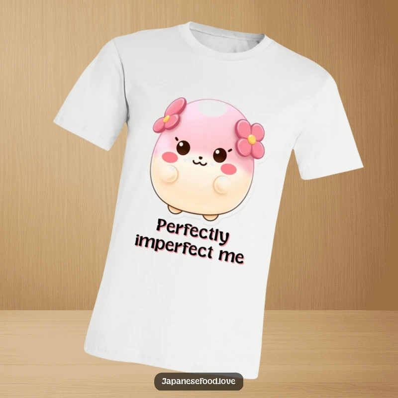 Funny T-shirt featuring a wobbly sakura mochi character wobbling with immense delight, perfect for casual and cheerful wear.