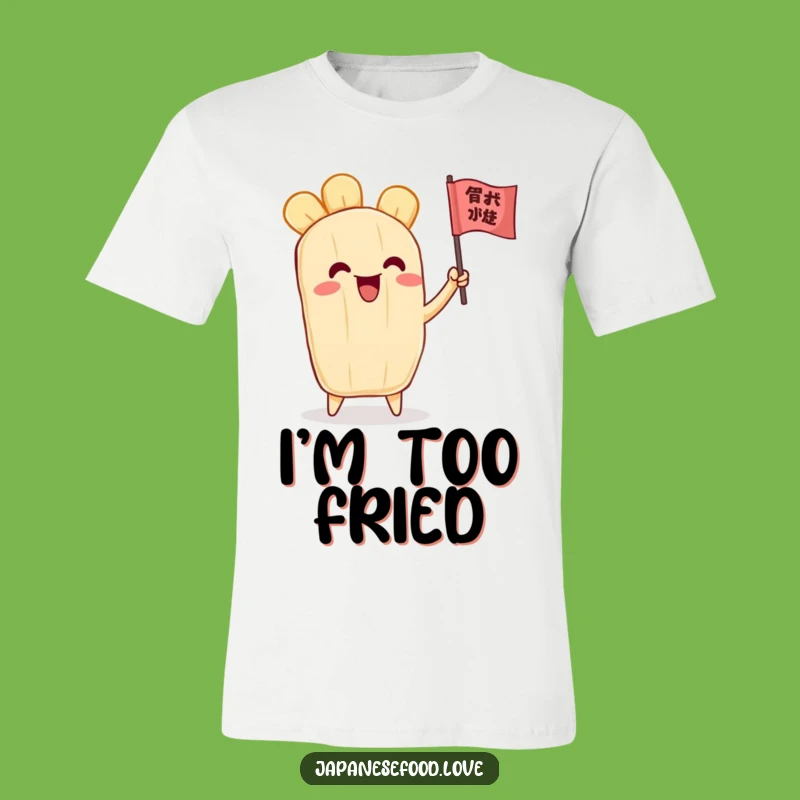 Funny Tempura Waving Flag T-Shirt: Cheerful Character Tee for a Good Laugh